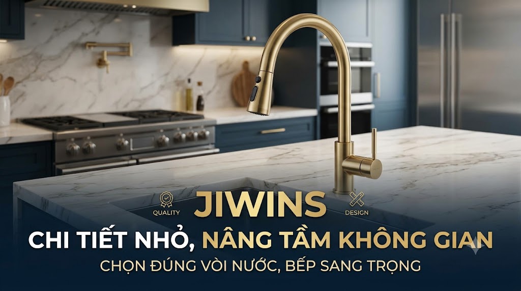 Chi tiết nhỏ nhưng làm căn bếp sang hơn hẳn: chọn đúng vòi nước Jiwins
